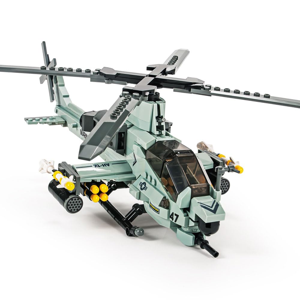 SEMKY Military Series AH-1Z Helicopter Little Birds Air Force Building Block Set (597 Pieces) -Building and Military Toys Gifts for Kid and mature-themed