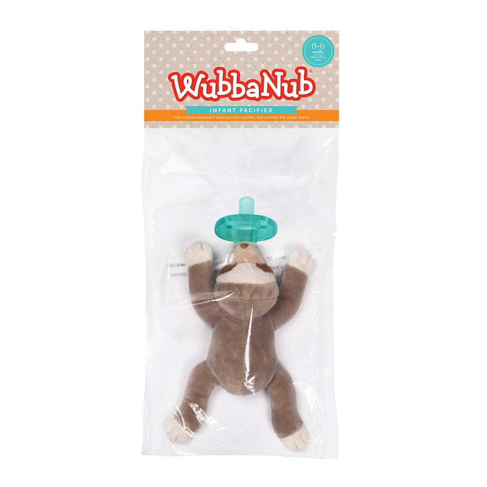WubbaNub Infant Pacifier - Sloth, Brown Silicone, 1 Count, Model W32706