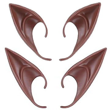 Cooljoy 2 Pairs Elf Ears Brown Black Cosplay Fairy Elf Pixie Vampire Ears Soft Halloween Accessories