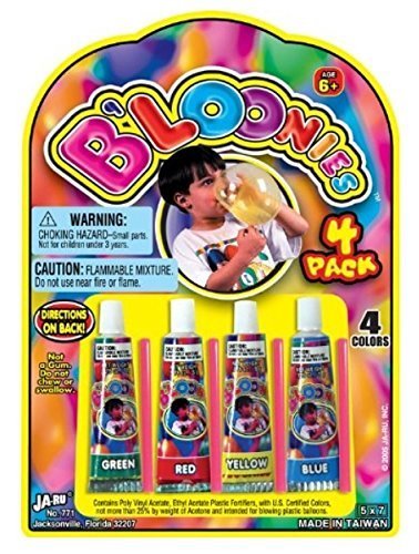 Ja-Ru B'Loonies Plastic Balloons Variety 4 (32 Tubes In 8 Packs) Original Bloonies Bubble Making Toy Classic Retro Toys For Kids & Adults Fidget Toy Party Favor For Kid Birthday. Plus 1 Sticker 771-8S