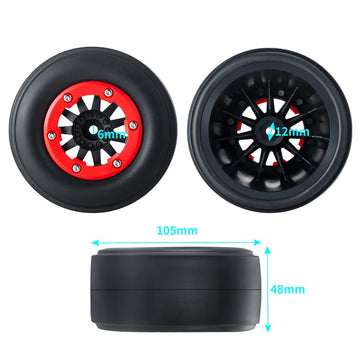 WEFEINO 2Pcs Rear 2.2/3.0'' Drag Racing Wheel Tires for 1:10 22S No-prep Drag Racing RC Car Short Course Slash