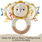 Wooden Baby Rattle Crochet Bunny and Lion Baby Toys Handmade Newborn Toy Early Development Grips Stuffed Animal Organic Rattle (