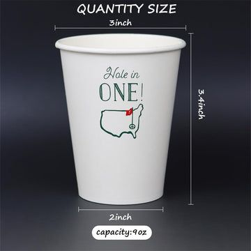 Geloar Golf Party Cups, 20 Pack 9Oz Hole In One First Birthday Disposable Paper Party Cups For Baby 1St Party First Birthday (Ho