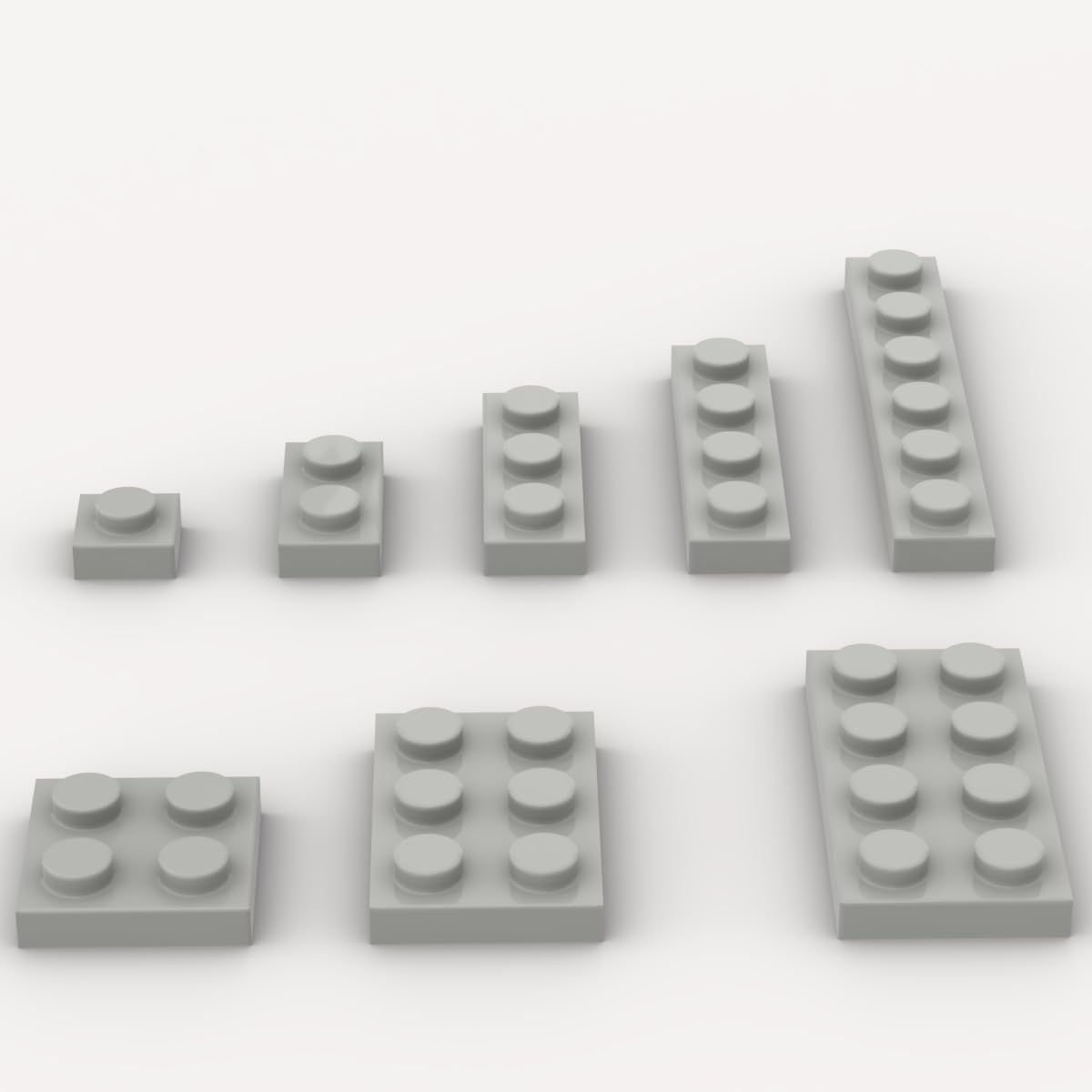 Classic Building Plate Assortment Pack, 100Pcs Light Gray Bulk Plates With 8 Size Building Plate Base Plate, Compatible With Leg