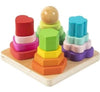 Shinetoy Entertain Kids Montessori Geometric Stacker Column Building Blocks For Preschool Toddlers 1-3 Children 4 Post Square|Ba