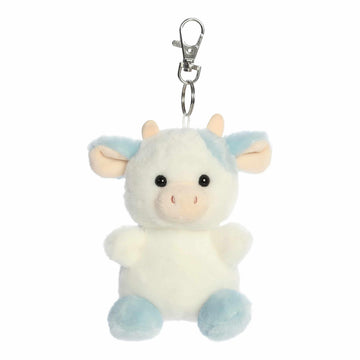 Aurora Adorable Palm Pals Skyla Blueberry Cow Clip-On - Fun Collectible Plush for Kids and mature-themed Collectors - Perfect for Decorating Rooms and Birthday Gifts - Blue 4 Inches