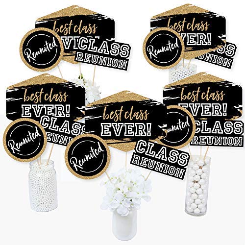 Big Dot of Happiness Reunited  School Class Reunion Party Centerpiece Sticks  Table Toppers  Set of 15