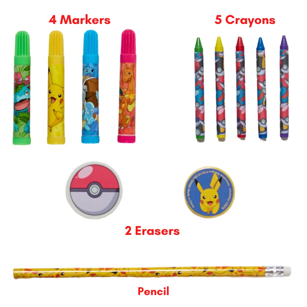 Innovative Designs Pokemon Kids Coloring Art And Sticker Set, 30 Pcs. & Craft Supplies With Pencil Case
