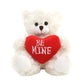 Plushland Stuffed Mocha Heart Bear - Plush Bear Toy For Kids & Adults - Embroidered Heart Pillow - Brown-6 Inches (Be Mine-Cream 9'')