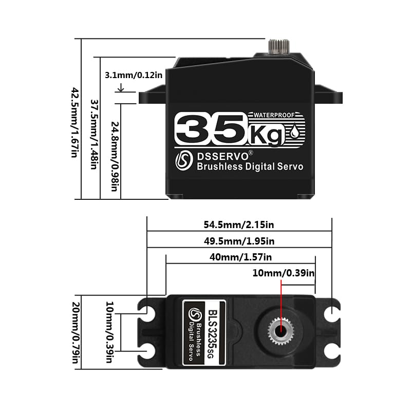 ZOSKAY Rc Servo Brushless Servo Metal Gear High Torque Robot servo Brushless Motor Digital Servo Arduino Servo for 1/8 1/10 1/12