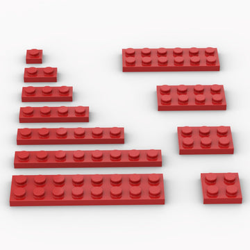 300 Piece Red Building Plate Bulk Assortment Pack, Red Small Base Plate Accessories For Building With 12 Size, Compatible With L