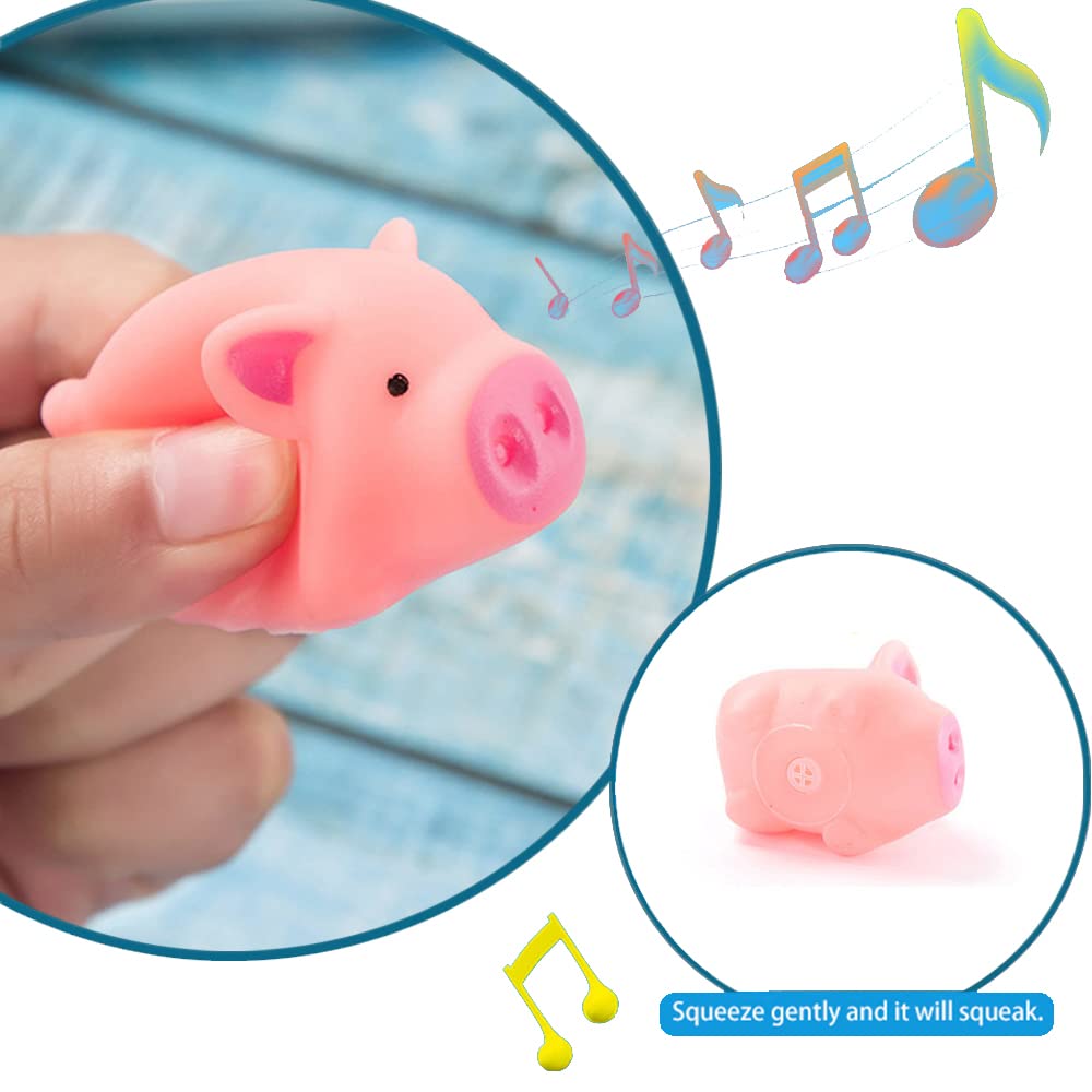 Baby Bath Toys 4Pcs Rubber Pink Pig Family Squeak Float Bath Ducks Bath Tub Shower Toys For Toddlers Boys Girls