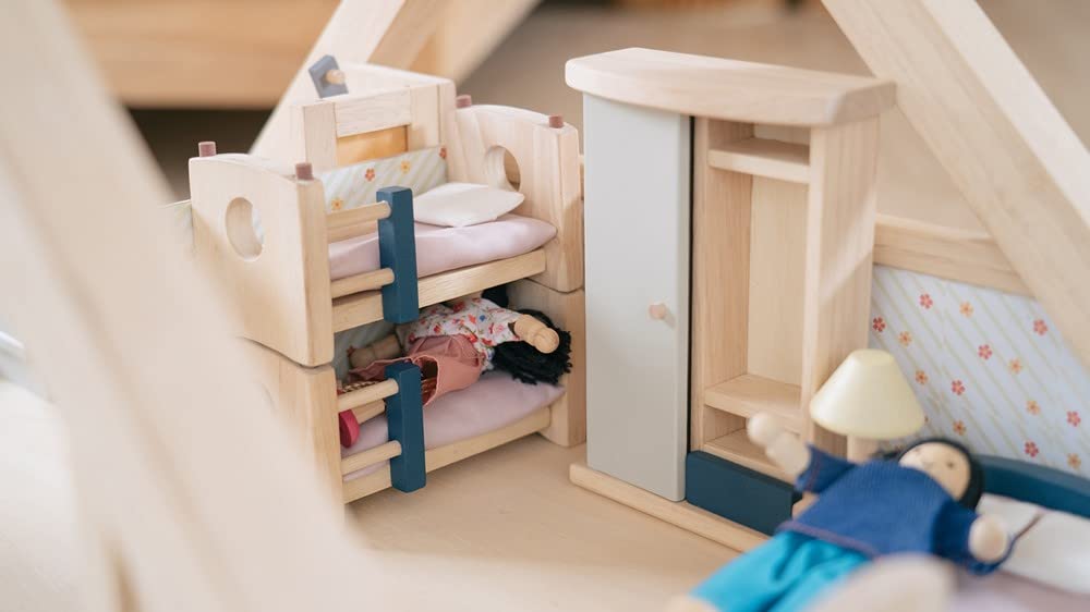 Plantoys Neo Line Of Wooden Dollhouse Furniture - Children'S Room (7304) | Sustainably Made From Rubberwood And Non-Toxic Paints