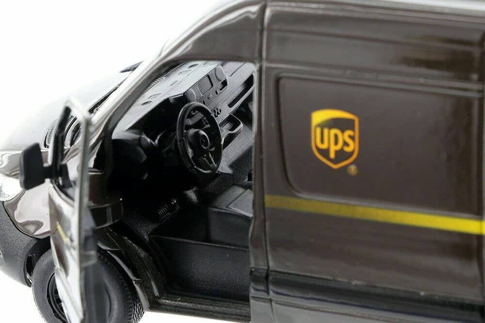 KiNSMART Mercedes-Benz Sprinter UPS Edition Cargo Van, 1:48 O Scale Die Cast Metal, Brown, Model KT5430D, Pull-Back Action