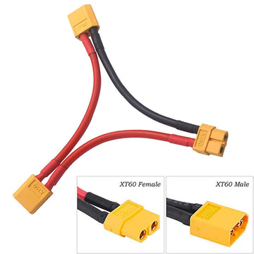 2Packs Xt60 Serial Series Battery Connector 12Awg Soft Silicone Wire Cable Adapter For Rc Lipo Battery Helicopter Quadcopter