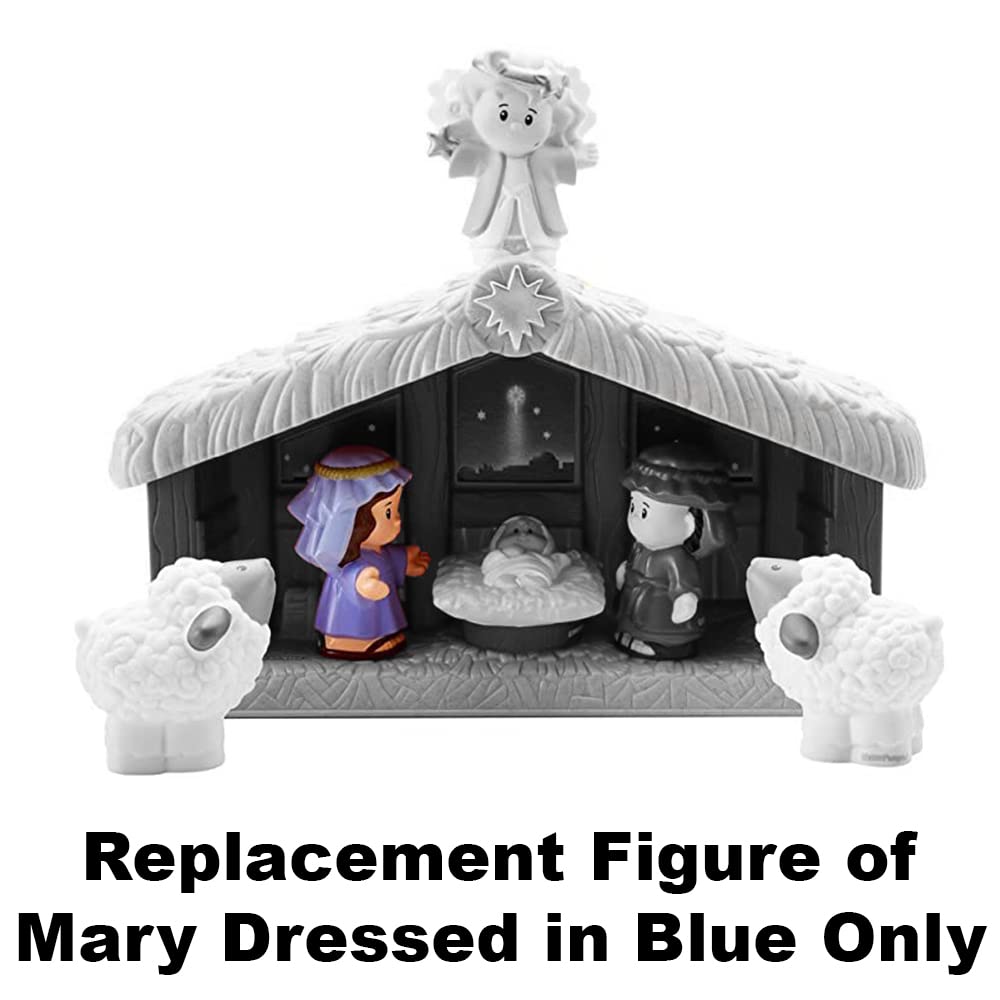 F-Price Replacement Figure For Fisher-Price Little People Nativity Set - Dpx53 ~ Replacement Figure Of Mary Dressed In Blue, Blu