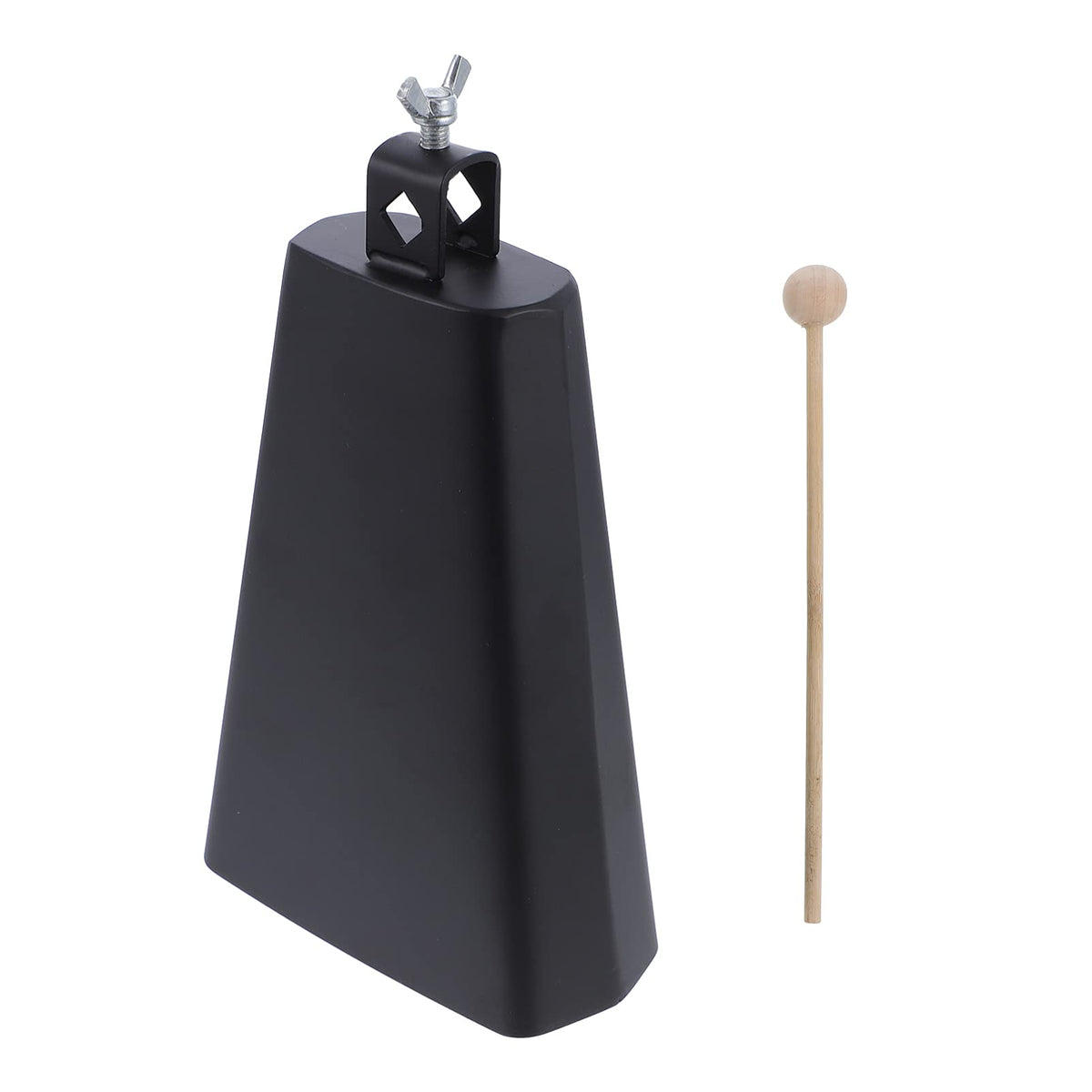 Excluzo Metal Steel Cow Bell Noise Maker With Stick For Drumset Kit Percussion Black