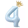 40-Inch Light Blue Number 4 Balloons With Crown, 4Th Birthday Decorations For Boys Girls, Children'S Birthday Party Supplies. (L