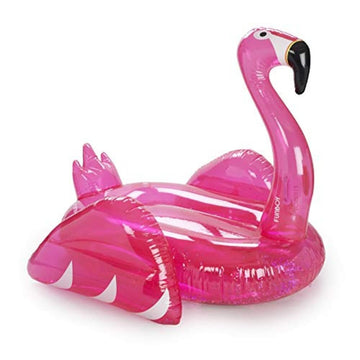 Funboy Giant Inflatable Glitter Pink Flamingo Pool Float, Cup Holder, Luxury Float For Summer Pool Parties And Entertainment