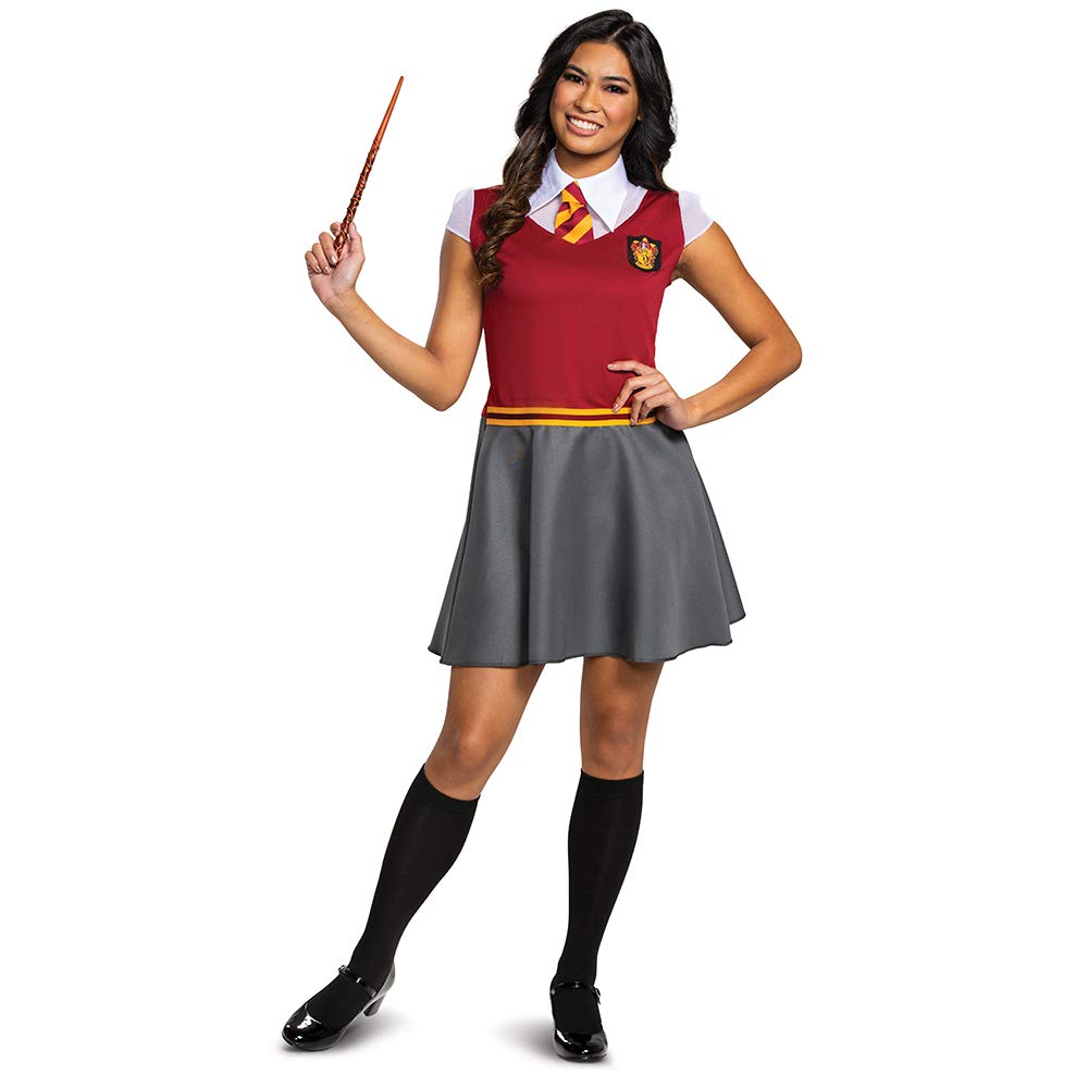 Disguise Gryffindor Dress Skirt, Official Wizarding World Costume Dress With Collar And Tie, Teen Size Size Junior (7-9), Red & Gray