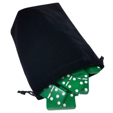 Marion Domino Double Six 6 Green Tiles Jumbo Tournament Professional Size With Spinners In Black Elegant Velvet Bag