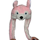 Joyhy Kids Adults Plush Hat Ear Moving Ear Flap Hat With Paw Pink Wolf