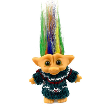 Lucky Troll Dolls,Cute Vintage Troll Dolls Chromatic Adorable For Collections, School Project, Arts And Crafts, Party Favors With Wool Clothes. (Green)