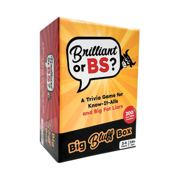 Brilliant or BS? Big Bluff Box - Trivia Game for Adults & Teens, 2-6 Players, Deluxe Edition, Orange, Cardboard