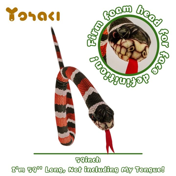 Yohaki Snake Plush Toy, 59'' Large Washable, Huge Realistic Plush Cuddle Toy, Soft And Cute Kids Gift, Birthday Party Gift Prank