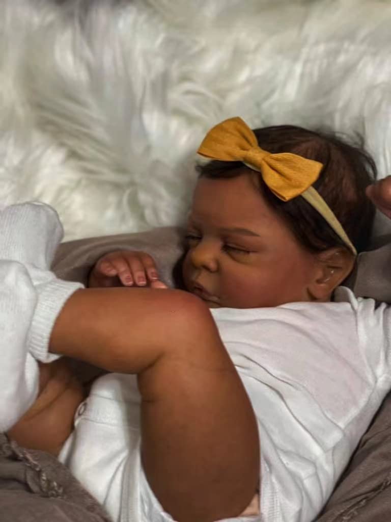 Tfjs Reborn Baby Dolls - Black Girl, 19 Inch Realistic Newborn, African American, Dark Skin Silicone
