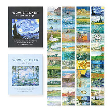 Monolike Wow Sticker Gogh + Monet Set - Mini Size Cute Stickers, Square Stickers