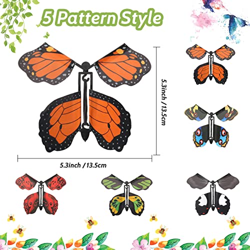 Canlierr 15 Pieces Magic Fairy Flying Butterfly Rubber Band Powered Butterfly Wind Up Butterfly Toy Flyers Butterflies For Weddi