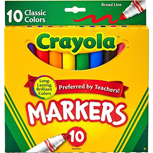 Non-Washable Markers, Broad Point, Classic Colors, 10/Set