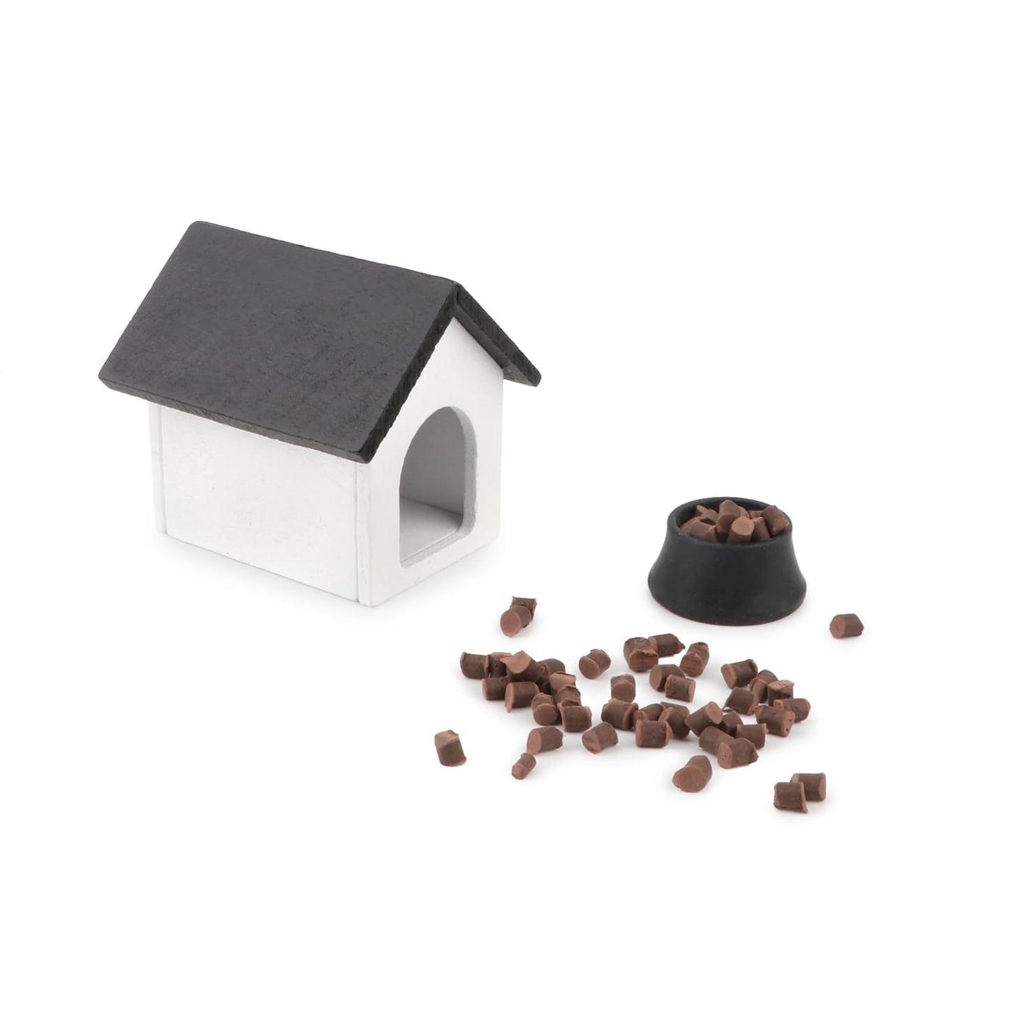 Miniature Dog House With Dog Bowl & Dog Food 1:12 Scale Dollhouse Furniture Accessories Wooden Pet House Set Garden Scene Decora
