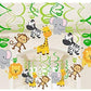 shoro safari animal jungle ceiling hanging swirl decorations cutout festive party supplies for boy and girl 12 pieces Multi co