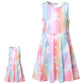 America Doll & Girl Matching Dresses Unicorn Clothes Outfits Sleeveless Rainbow 8-9 Years