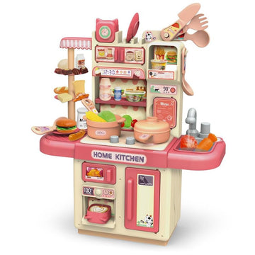 KONIGIN Play Game Mini Play Kitchen Set with Realistic Steam and Lights Cyclic Water System Pretend Play Food Kitchen Toys for G