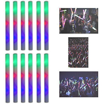 Super Z Outlet Upgraded Light up Foam Sticks, 3 Modes Colorful Flashing LED Strobe Stick for Party, Concert and Event (12)