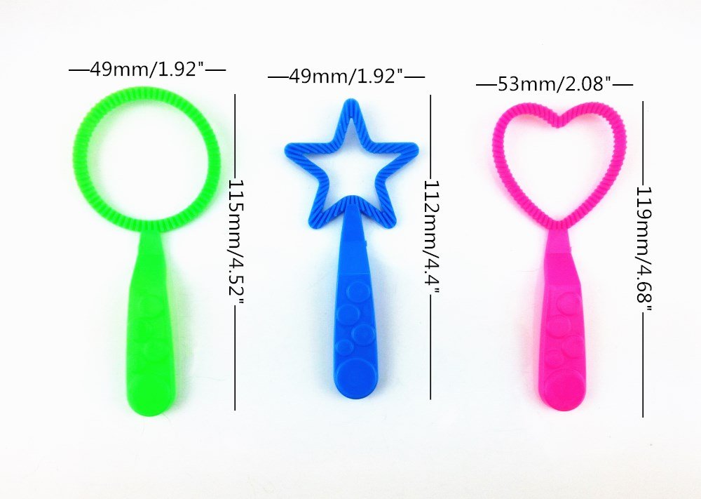 Honbay Bubble Wands - 12pcs Mix Color Circle Star Heart Shapes, Plastic Fun for Kids