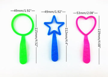 Honbay Bubble Wands - 12pcs Mix Color Circle Star Heart Shapes, Plastic Fun for Kids
