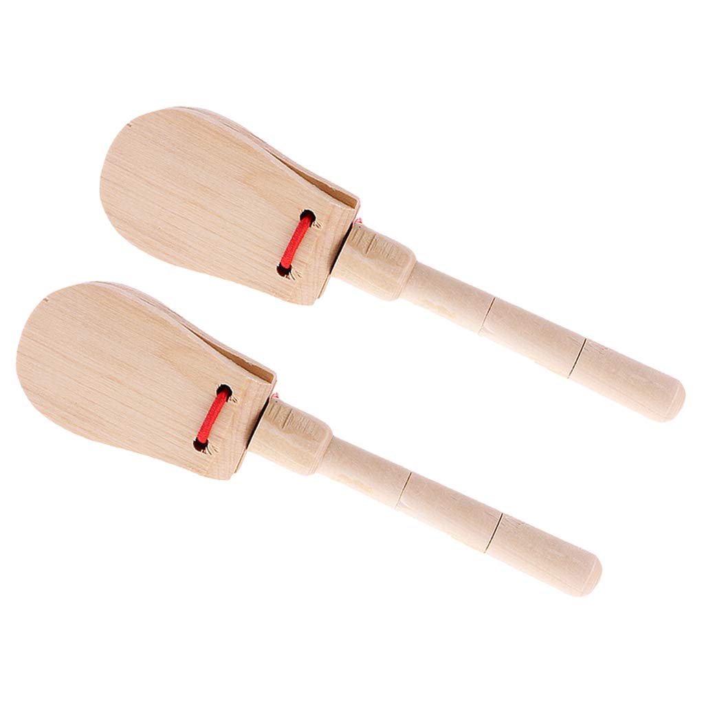 Merishopp2 Pieces Wooden Castanet Clapper Handle Musical Instrument Percussion Toy2 Pieces Handle Castanet Clappers