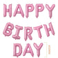 Happy Birthday Banner Script Pink Letter Sign With 12 Pcs Pink White Star Foil Mylar Balloon For Birthday Party Decoration