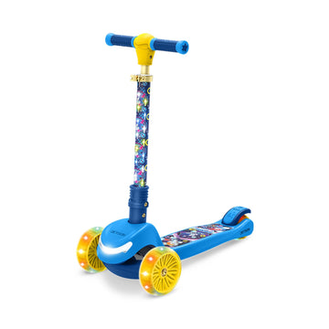 Jetson Sonic Three-Wheel Light Up Kick Scooter, Light Up Stem & Wheels, Height Adjustable Handlebar, Rear Brake, Foldable, Ages 