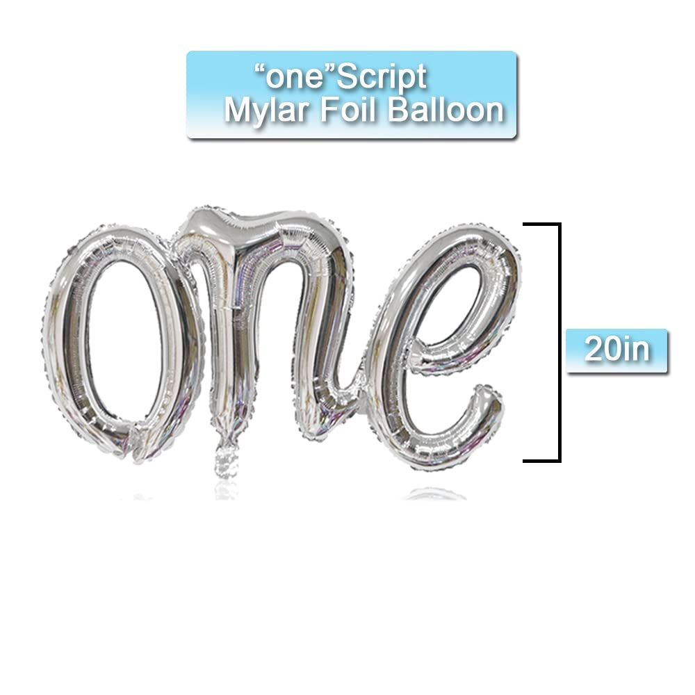 Silver One Balloon For First Birthday 22Pcs, Number 1 Balloon, 40 Inch Silver One Balloon With Blue White Balloons For First Birthday, Boy 1St Birthday Balloons, Large Big Silver 1 Balloon