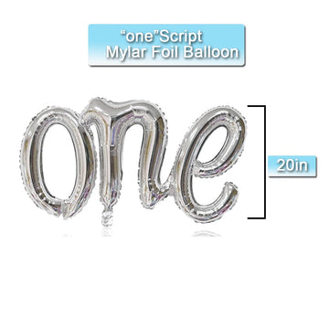 Silver One Balloon For First Birthday 22Pcs, Number 1 Balloon, 40 Inch Silver One Balloon With Blue White Balloons For First Birthday, Boy 1St Birthday Balloons, Large Big Silver 1 Balloon