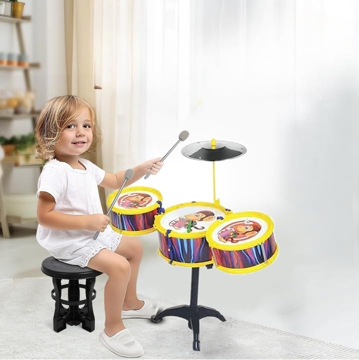 Kavin Portable Drum Set Kids Musical Band Instrument For Boys And Girls Fun Play Sound Toy Jazz Drum Set Birthday Gifts For Chil