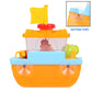 Wall Mountable Pirate Ship Bathtub Bath Toy for Kids with Water Cannon and Boat Scoop