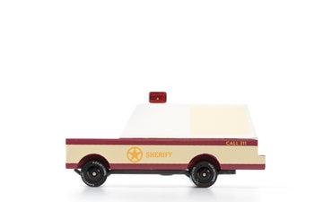 Candycar Wooden Diecast Collection - Sheriff Truck, Premium Handcrafted Beech Wood Toy Car