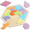 Skrtuan Wooden Hexagon Puzzle For Kid Adults Wooden Blocks Puzzle Brain Teasers Toy Shape Pattern Blocks Tangram Puzzles Games Family Portable Montessori Educational Gift For All Ages Children