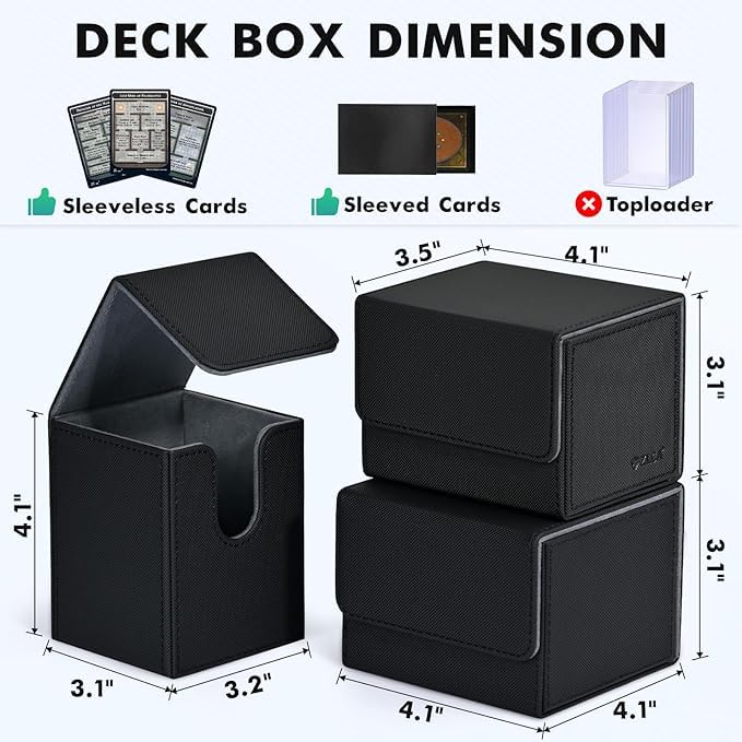 Zlca Card Deck Box For Trading Cards, Mtg Yugioh Deck Case Holds 100+ Single Sleeved Cards, Pu Leather Magnetic Card Storage Box Fits For Tcg Ccg Magic Game Cards (White& Purple)